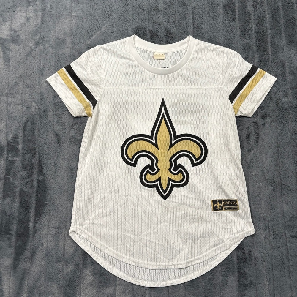 NFL Ultra Game New Orleans Saints Jersey Shirt White Mesh Womens Small 67 EST